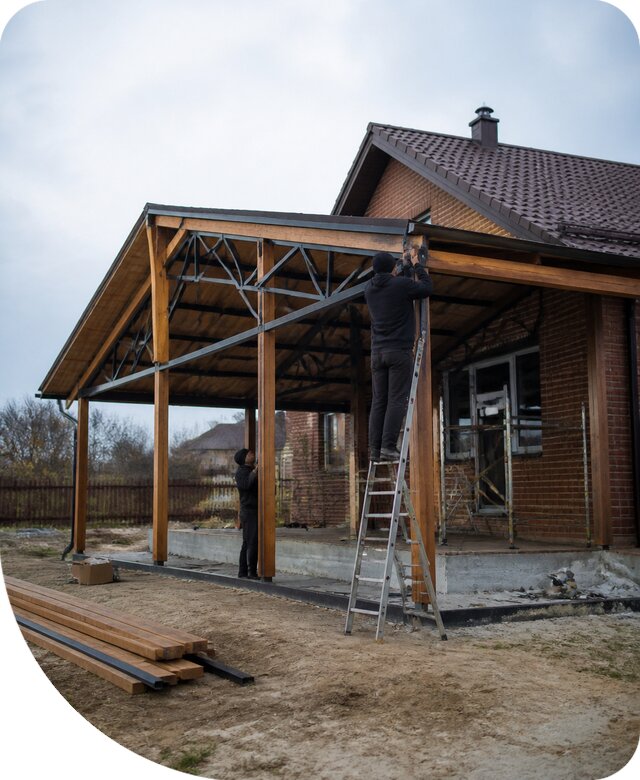Пристройка навеса к дому и участку в Северске под ключ